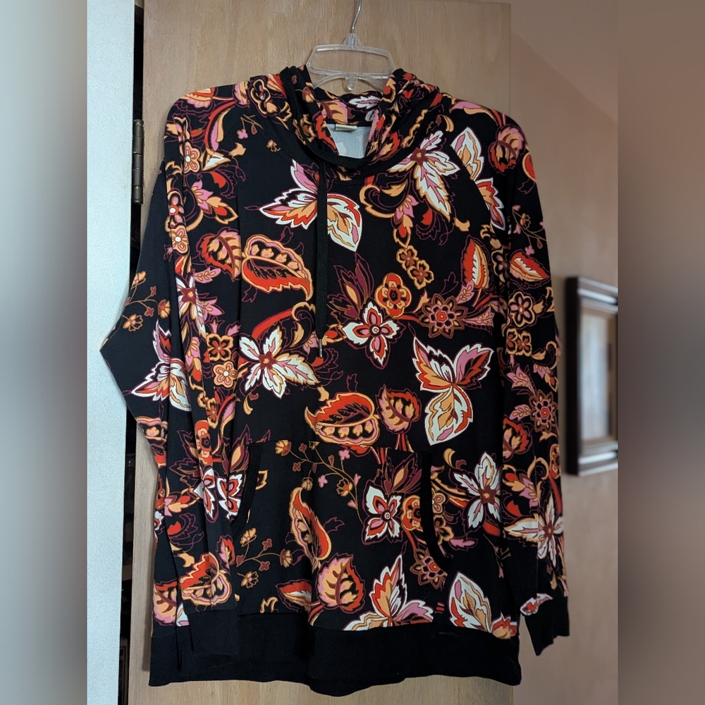 Lildy Size L -XL Supersoft Floral Paisley Hoodie Sweatshirt